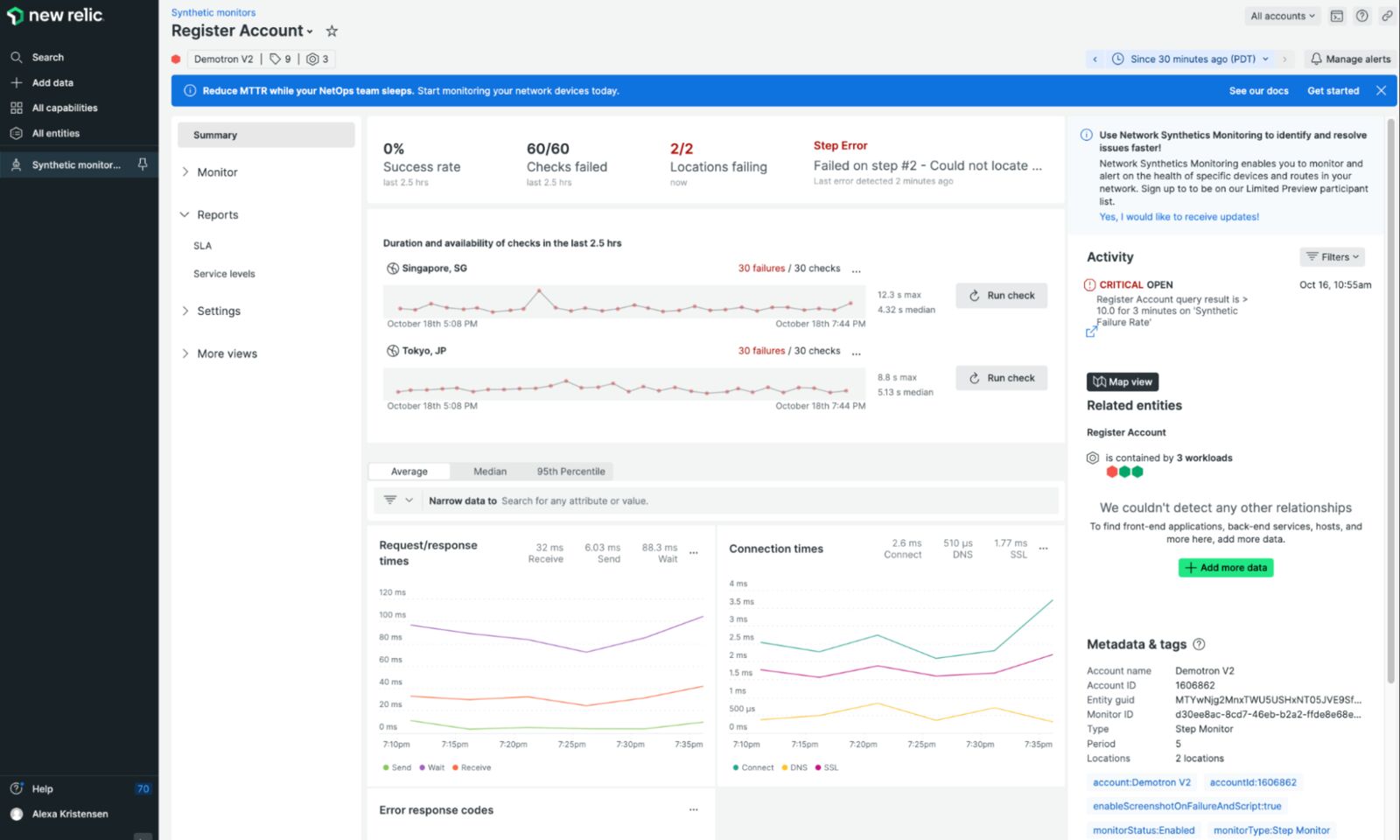 New Relic synthetic monitoring overview