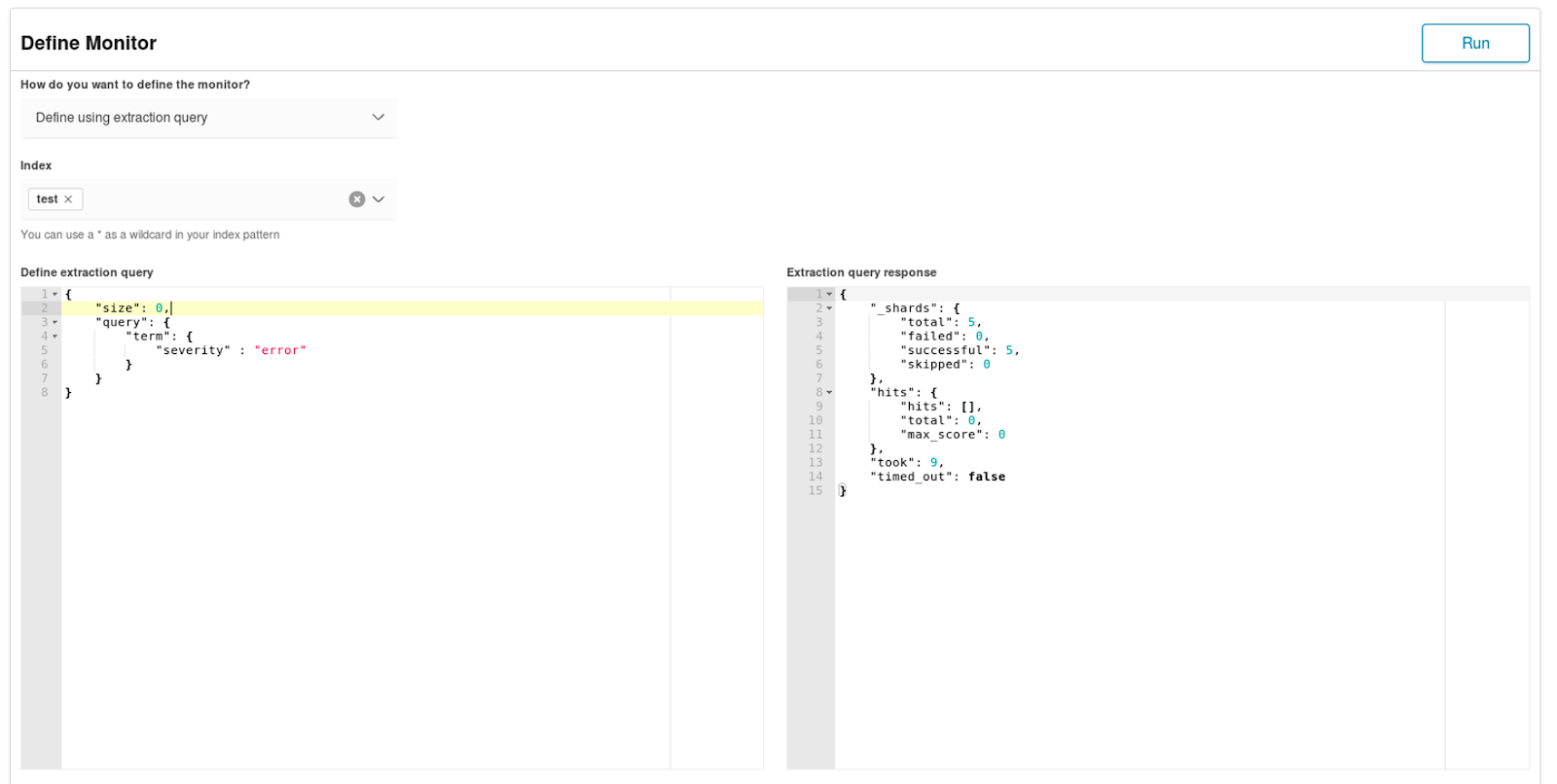 kibana define monitor query
