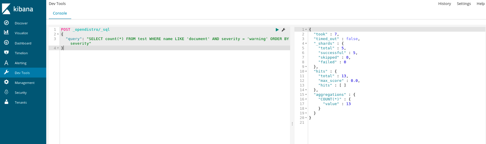 Kibana SQL 2