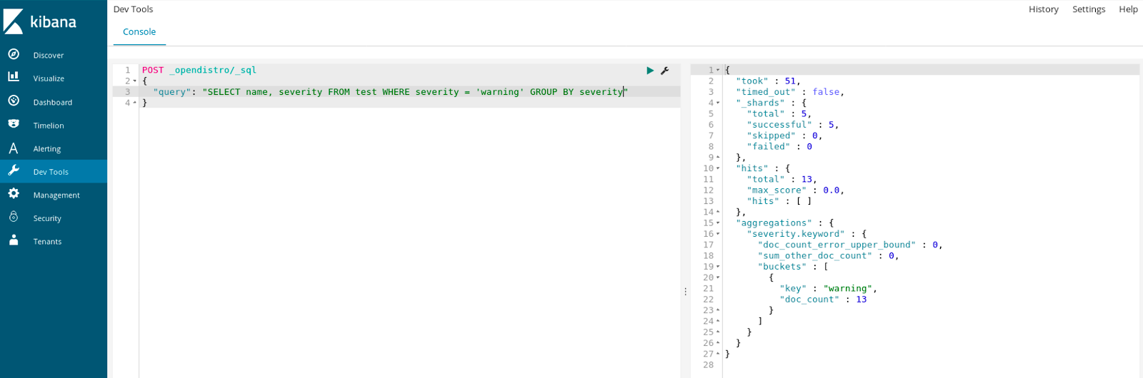 Kibana SQL