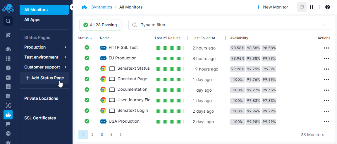 Create Status Page